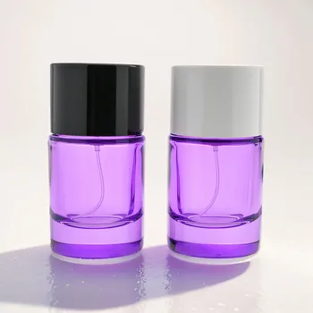 Creative Purple Cylinder Shape Glossy Perfume Bottle 50ml 100ml Crystal Dubai Glass Gorgeous Perfume Bottles with Box