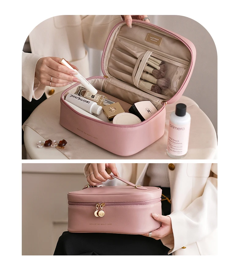 2024 PU Leather  purses Large Capacity Makeup Bag Portable Travel Waterproof Cosmetic Bag for Women Girls
