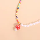 Pearl Choker Summer Fashion Colorful Handmade Cute Mushroom Pearl Beaded Pendent Choker Necklace For Women