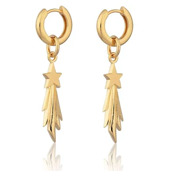 Milskye Women's popular 18k yellow gold plated jewellery charm shooting star huggie hoop earrings