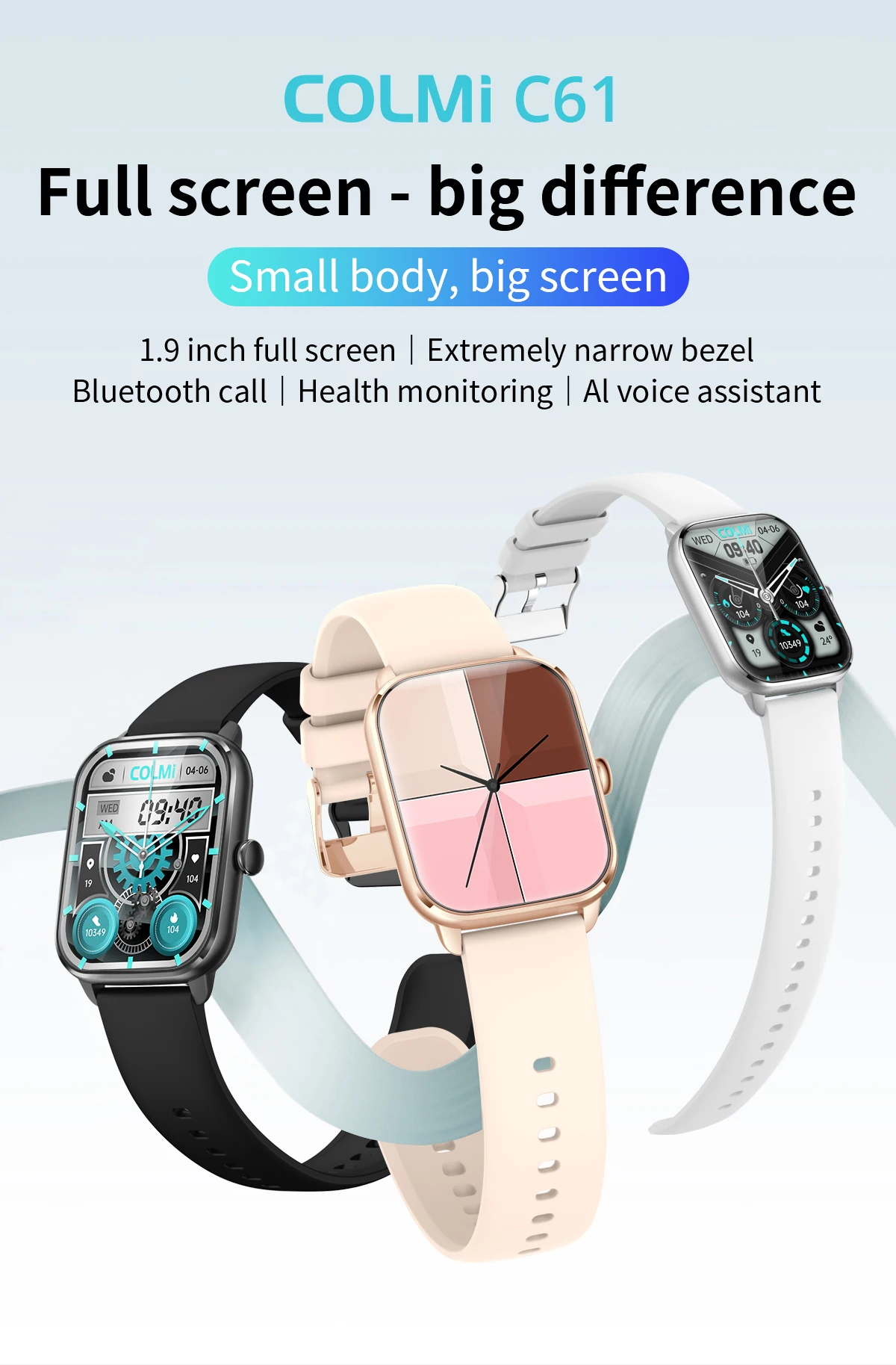 COLMI 1.4 inch Waterproof Android Smart Watch: Full Touch Screen
