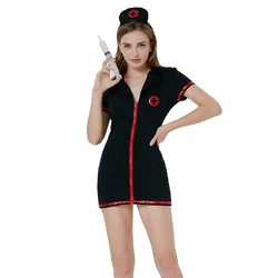 Halloween sexy nurse role-playing uniform lingerie suit one piece zipper nuisette sexy lingerie