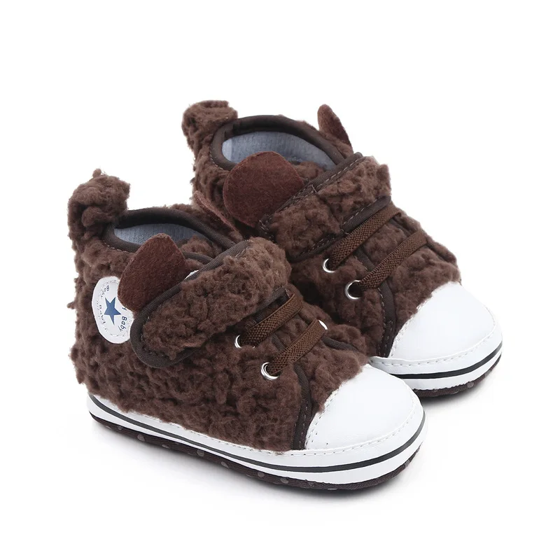Autumn and winter new plush ear and tail decoration baby girls and boys warm toddler shoes supplier
