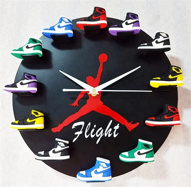 air jordan wall clock with 3d mini sneakers