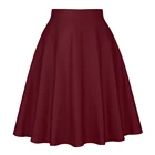 Cotton Skirt Skirts Cotton Wine Red Burgundy Women Skirt VD0020 Swing High Waist Summer Vintage Skirts
