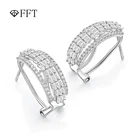 Diamond Earring FFT Fashion Baguette Diamond Earring Square Earring 18K White Gold Buckle Earring For Women