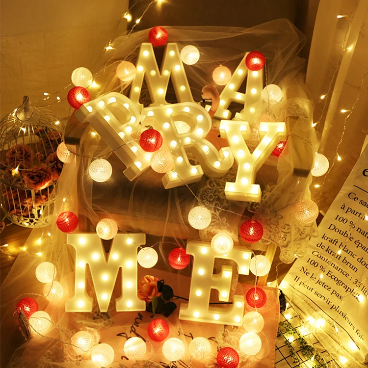 DDA709 Creative Indoor Birthday Wedding Party Decor Luminous 3D LED Marquee Lamp Sign White DIY 26 Alphabet Letter Night Light