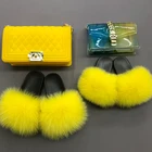 Handbags Fur Slides Handbag Sets Purse Furry Luxury 4pcs Mommy And Me Kids Handbags Purse Sets With Fur Slides