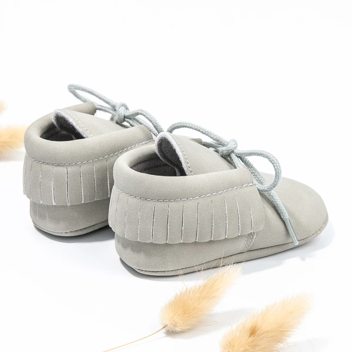 2023 Fashion Handmade Solid Color PU Leather Loddler Shoes Soft Sole Baby Boy Moccasins Casual Baby Shoes