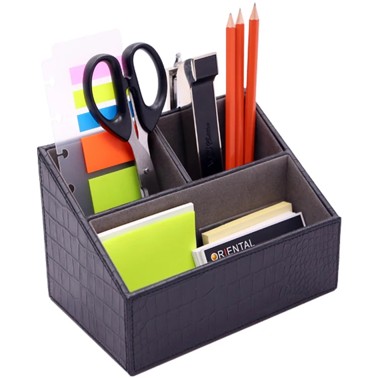 Business Name Cards Remote Control Holder Office Home Accessories Organizer Cell Phone Black BTSKY Desk Pen Pencil Holder Leather Multi-Function Desk Stationery Organizer Storage Box Pen/Pencil 