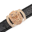 Men's Crocodile Pattern Smooth Buckle Belt Cowhide Men's Leather Belt Korean Style Trendy Boutique All-match Belt