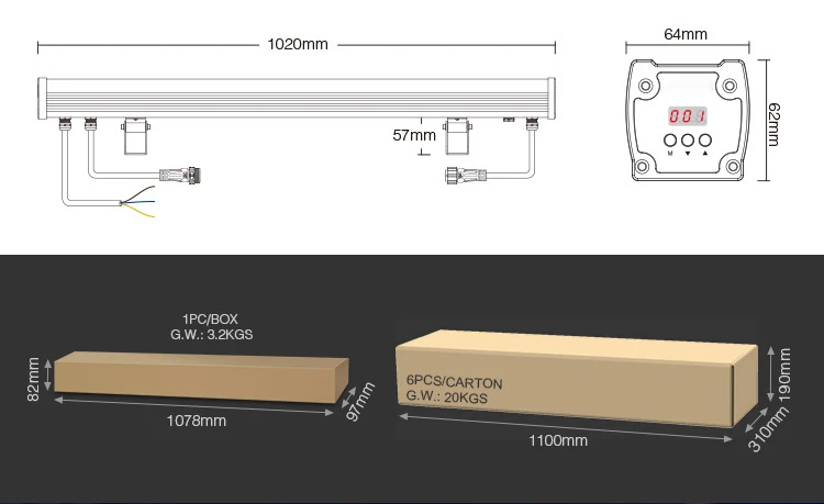 72W RGB+CCT LED Wall Washer Light Outdoor DC24V Waterproof DMX512 RDM Color Changing Party Stage Light RGBW Linear Bar Light