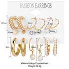 Pearl Earrings Pearl Women Ladies Creative French Retro Gold Plated Large Hoop Pearl Earrings Set Jewelry