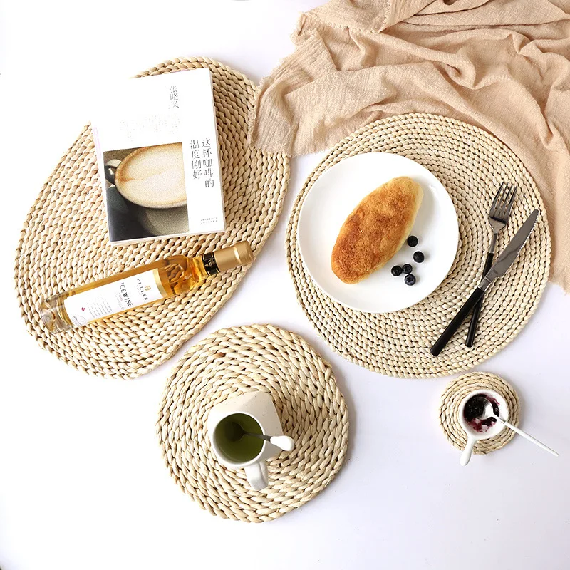 Home natural corn husk handmade straw with heat-insulating tea mat table mat heat-resistant casserole mat tray cup placemat