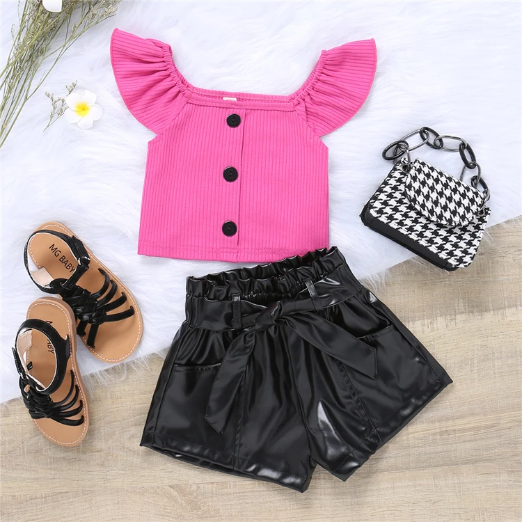 2-pieces trendy children clothes summer 2022 baby girls clothing sets clothes for girls kids teenagers with small moq