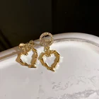 Gold Earrings Cz Trendy Fashion Gold Plated Heart Earrings Cz Drop