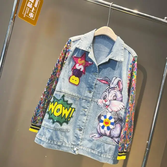 Comic Denim Jacket Men's Women's Pullover Coat Spring Clothing main image 1