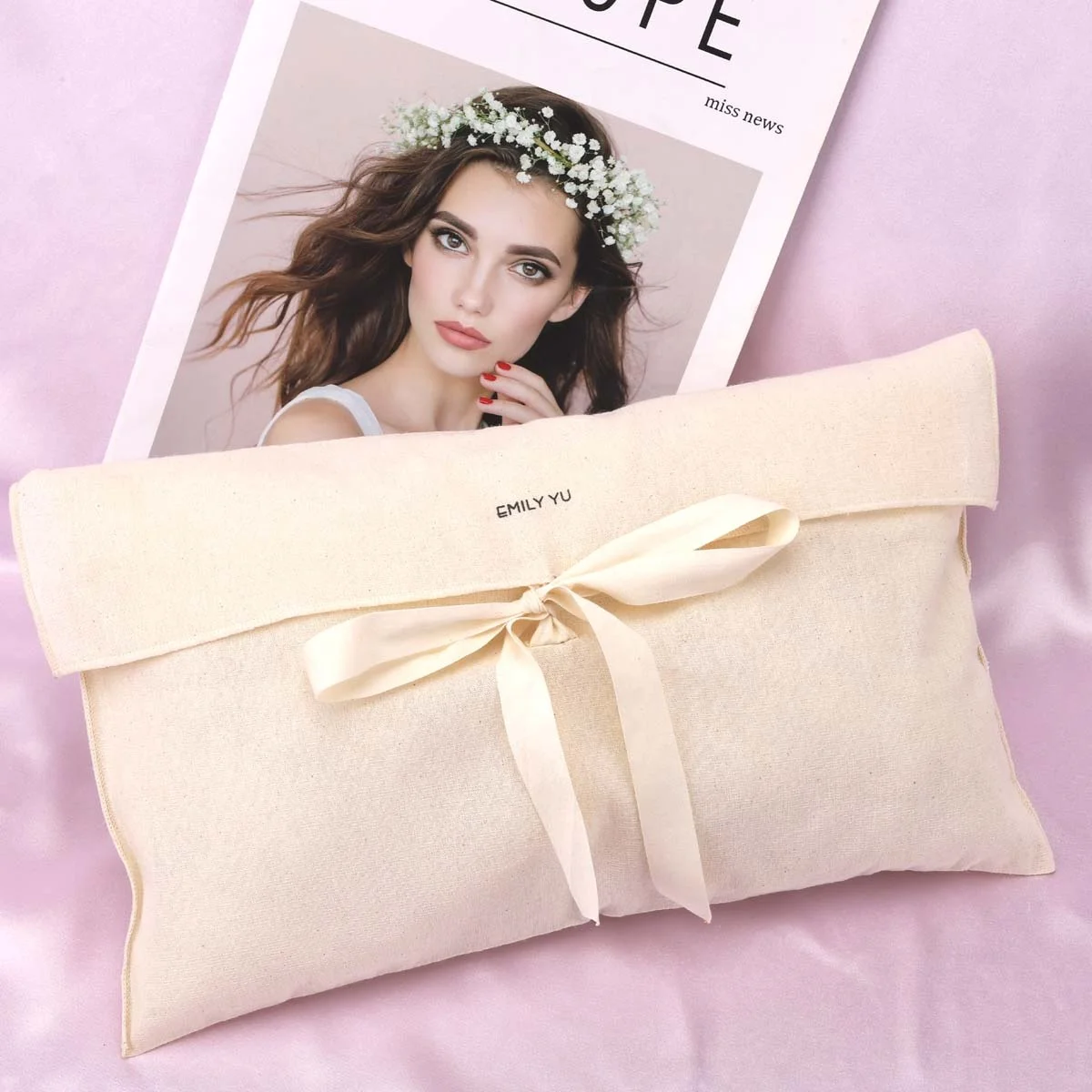 High Quality Organic Large Cotton Flap Clothing Pillow Packaging Dust Bag Custom Logo Printed Muslin Envelope Pouch