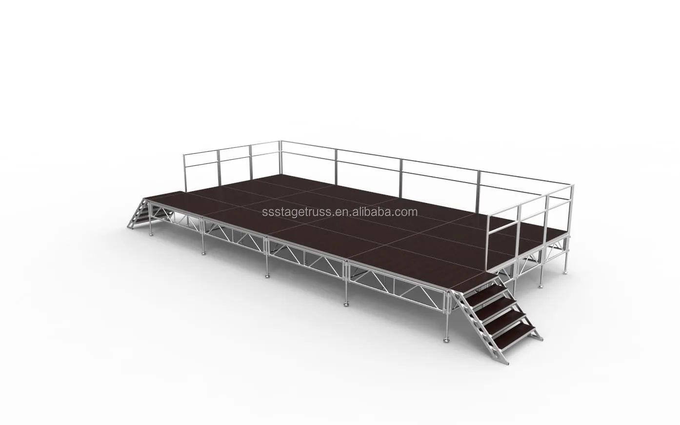 product 16x32ft stage aluminum alloy assembly stage adjustable height with two stairs for event concert wedding party stage platform-2