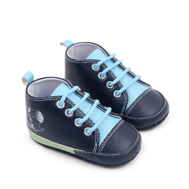0-12 Months PU Leather Canvas Casual Baby Shoes Lace-up Toddler Shoes supplier