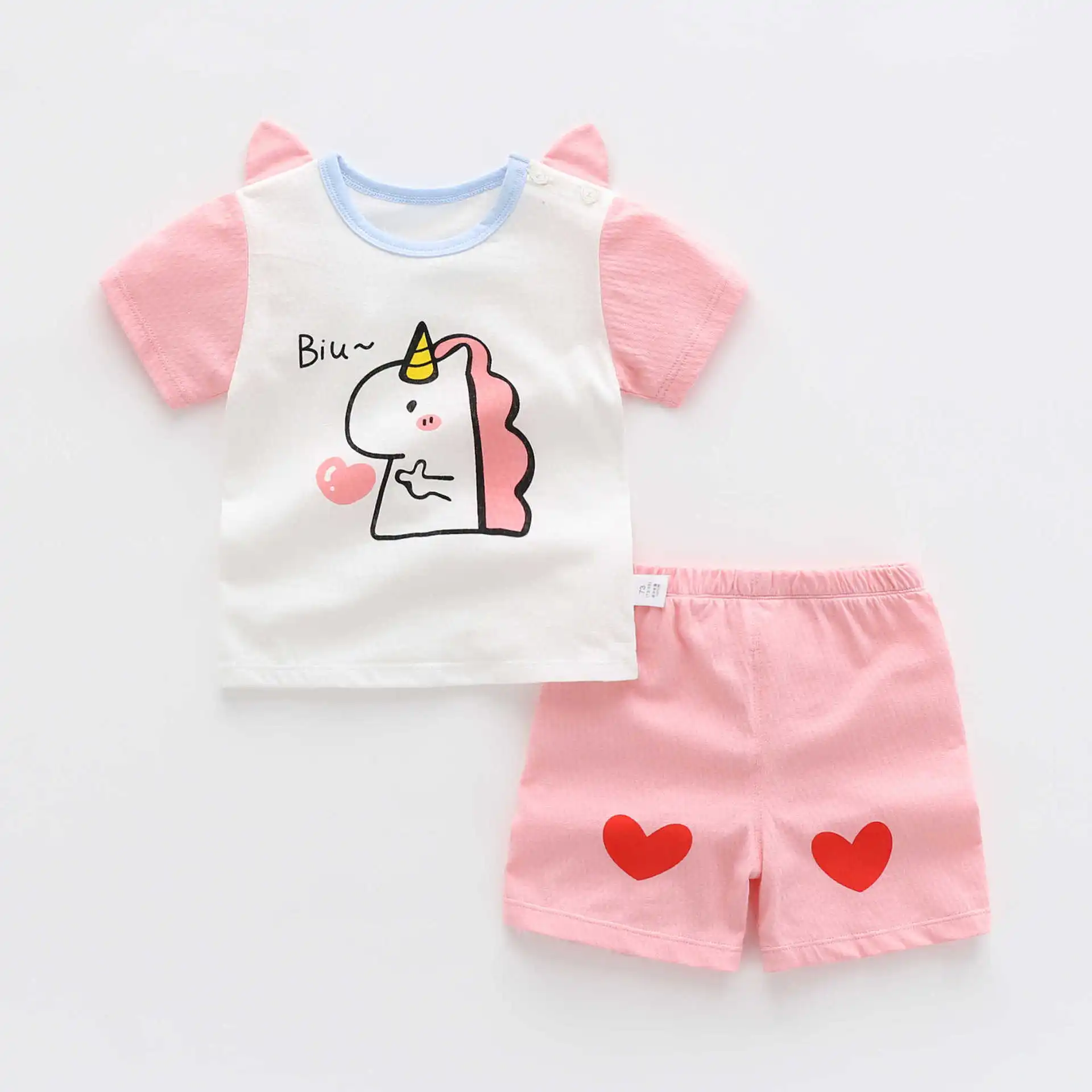 manufacturer Wholesale custom 100%cotton summer t shirt shorts 2pcs baby clothes set toddler