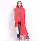 Long Scarf High Quality Winter Warm Solid Color Long Fringed Scarf Shawl Ladies Pink