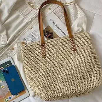 HUAYI Hollow paper rope woven bag fashion shoulder straw woven bag casual women's shoulder bags