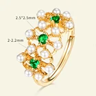 Sterling Silver Silver Latest Design Hollowed-out Flower Pearl 925 Sterling Silver Ring