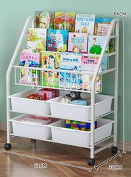 Living room bedroom furniture multifunction storage rack kids toy and book 5 tiers storage holder with PP storage box wheels