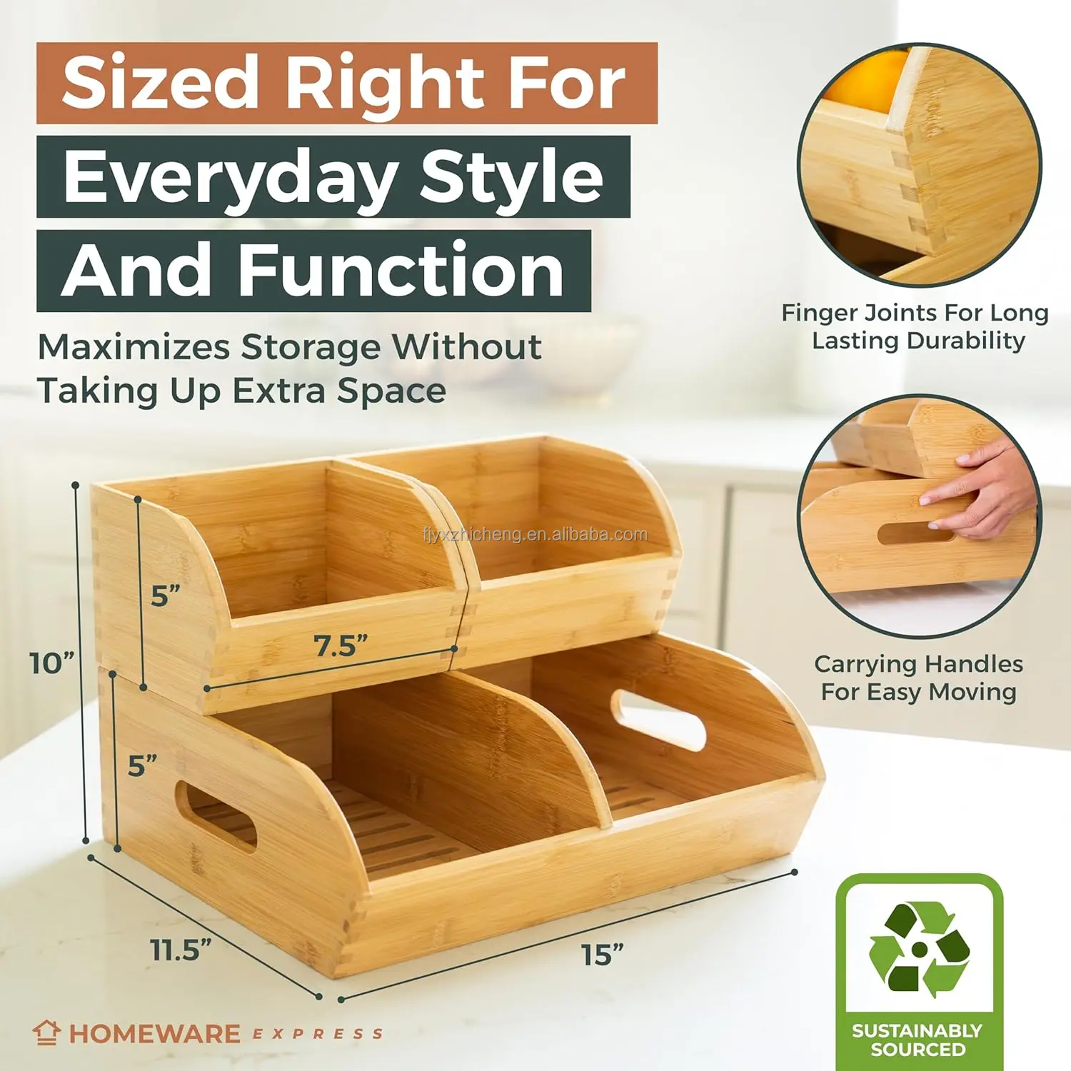 product potato onion storage bin pantry kitchen counter ventilated stackable bamboo organizer baskets handles multipurpose organization-2