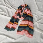 Striped Scarf Hot Sale Ladies Long Striped Scarves Elegant Polyester Pleated Scarf For Women