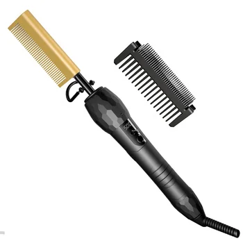 Wholesale Portable Blinged Out CE Certification 200--500F Hair Straightener Electric Hot Comb For African American Hair Wigs