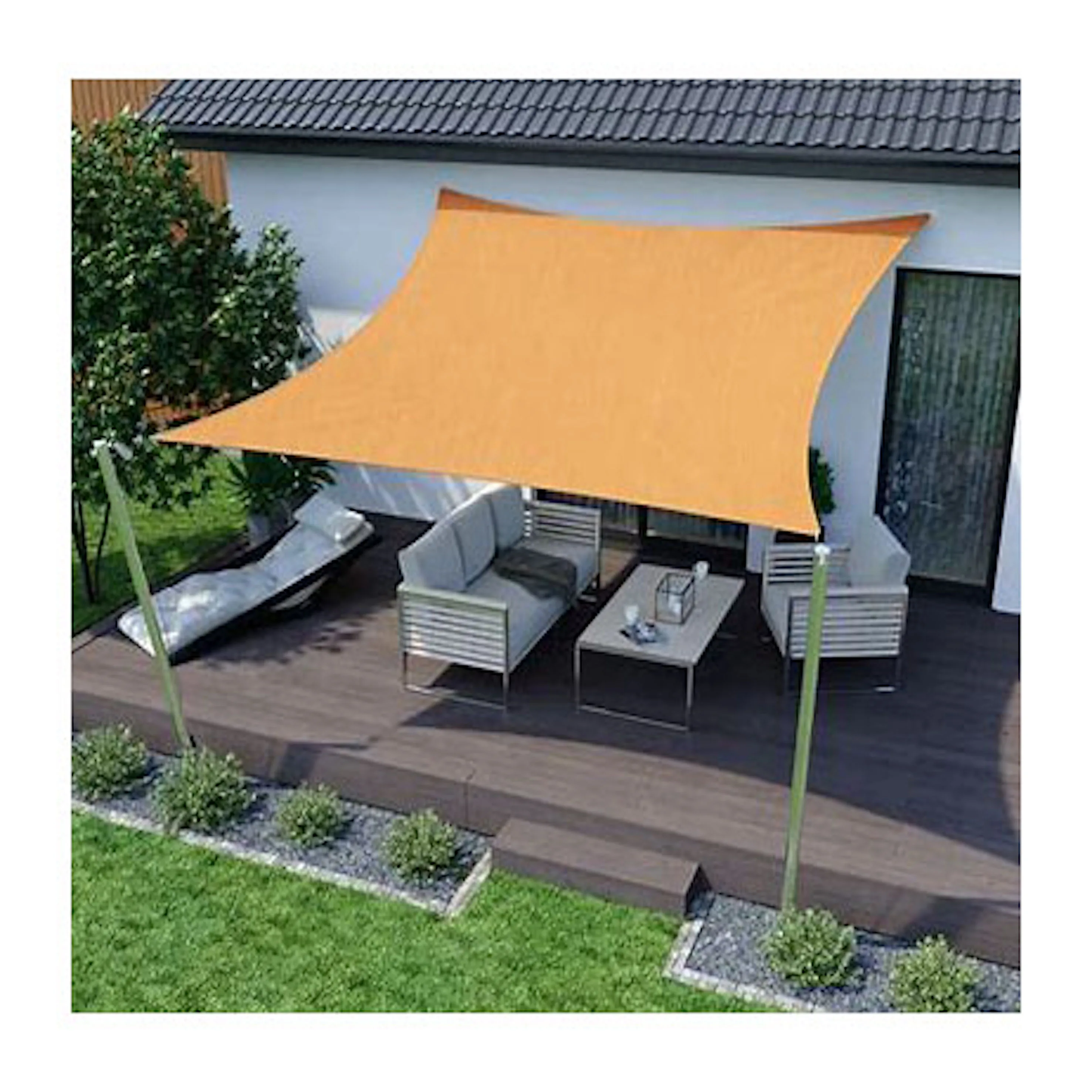 118x79 Inch Waterproof Sun Shade Rectangle Outdoor Sail Awnings For Garden Pools 