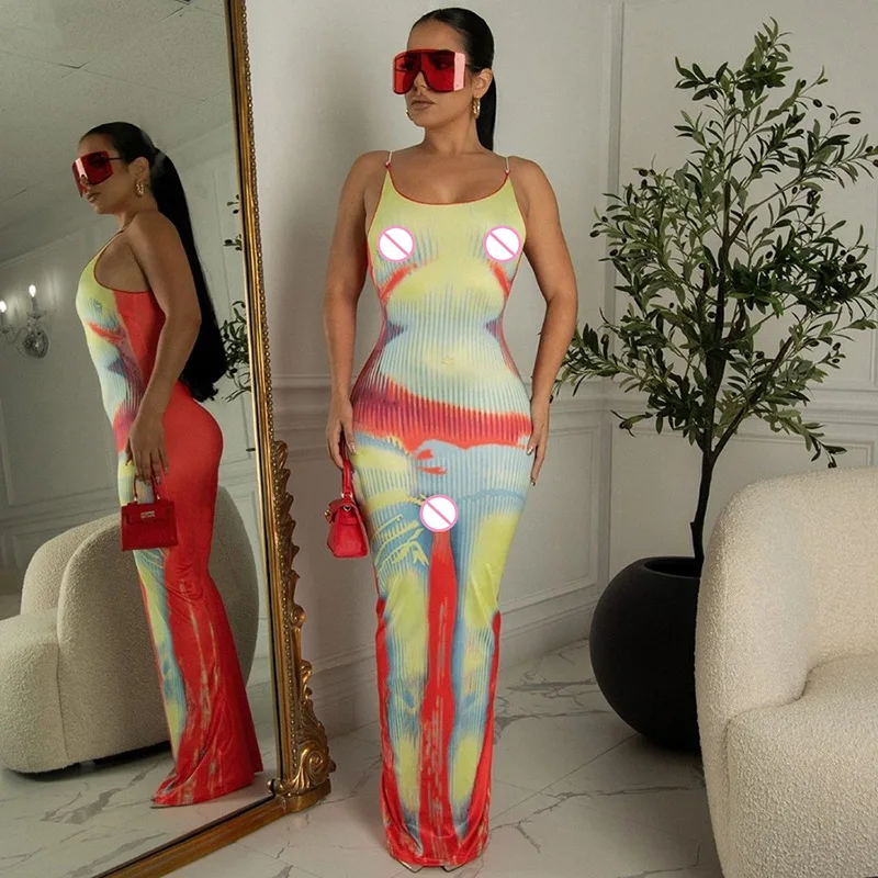 Women Sexy 3D Print Body-Shaping Dresses Women Stunning Hip Female Skirt Wrapped Chest Slim Dress