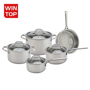 10pcs Triply Cookware Nonstick Saucepan Fry Pan Stock Pot Casserole Stainless Steel Cooking Pot And Pan Sets