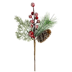 Christmas red berry Bouquet Artificial Christmas Picks Assorted Red Berry Picks Stems Faux Pine Picks Spray with Pinecones