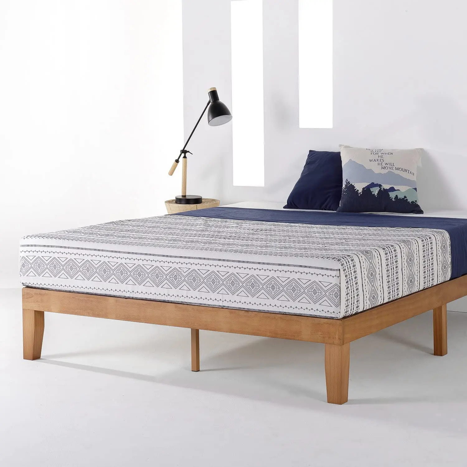 wood queen bed frame no box spring