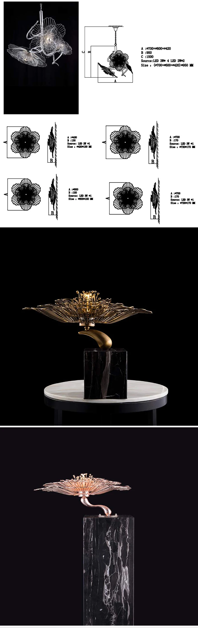 CPL-35 Professional Indoor Showroom Hall Hotel Decoration Custom LED Chandelier Light wall lamp supplier
