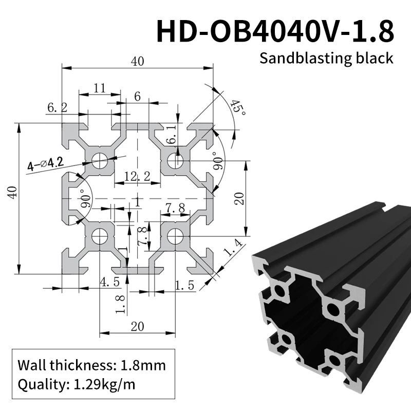 4040 Double Slot Industrial Extruded Aluminum Profile 3D Printer Frame V-slot 4040 Aluminum Alloy Profile factory