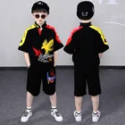 Children's Suit 4-12 Casual Boys' Suit Printed T-shirt Capris Sports Boys' Suit