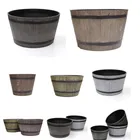 Plastic Pot Plastic Pot Wood High Quality Wooden Effect Plastic Whiskey Barrel Flower Pot