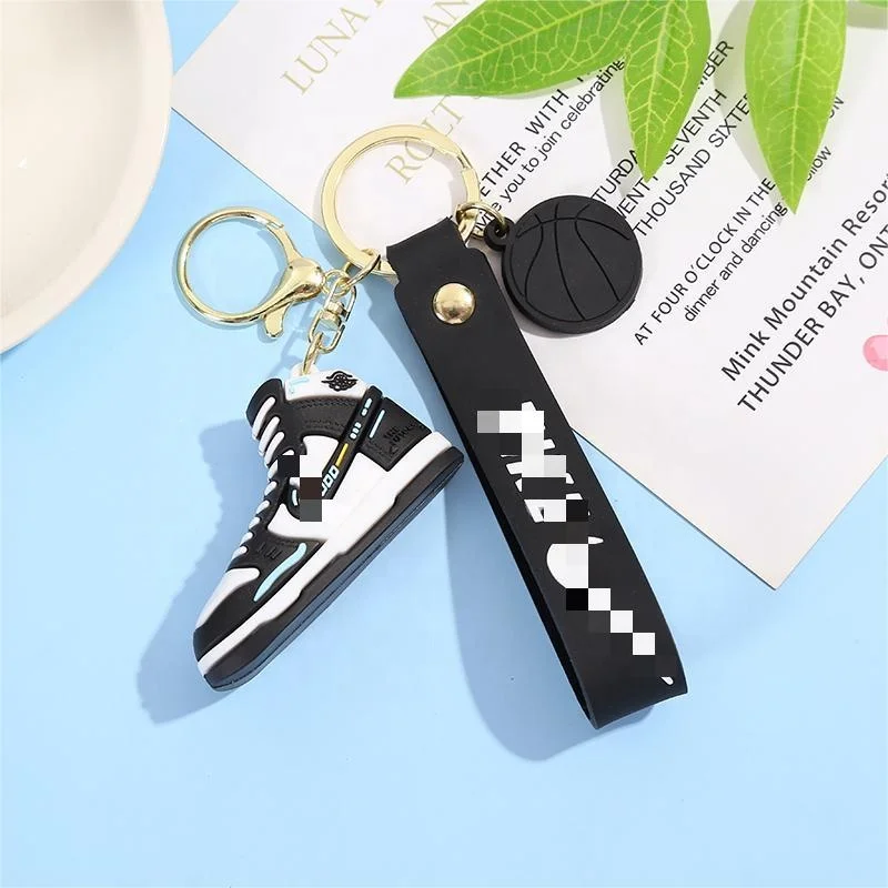 Wholesale 2024 New design PVC Plastic Cute Basketball 3D Mini Shoes Keychain AJ1 J ordan Shoes Sneakers Keychain