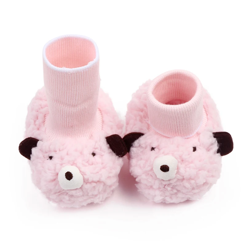 Cute Cartoon Solid Color Furry Animal Autumn and Winter Baby Comfortable Warm Socks Cotton Boots supplier
