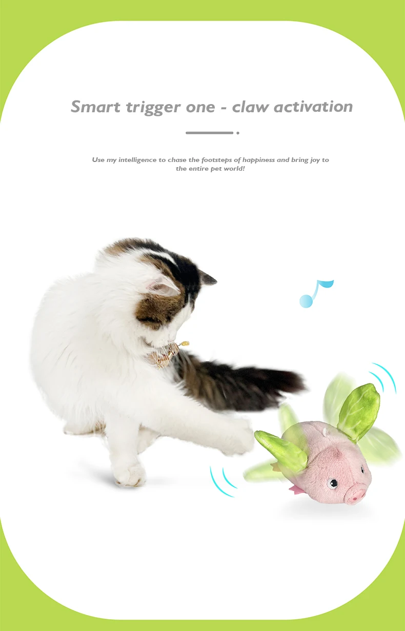 New Hot Selling Pig-shaped Plush Electric Toy with Flapping wings and Making Sounds USB Charging Cat Toy Pet Products factory