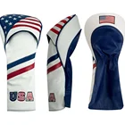 Piece Golf Superior 3 Piece PU Leather USA Star And Strips Embroidery Golf Driver Headcover