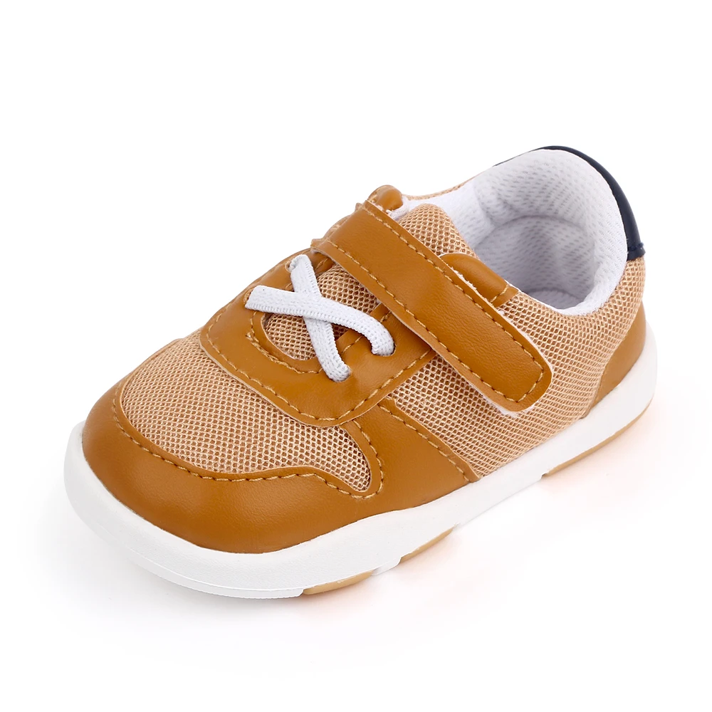 Spring and Autumn New PU Leather Match Color Mesh Breathable Children's Casual Toddler Shoes manufacture