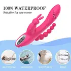 Vibrator 3 In 1 Waterproof Rechargeable Sex Toy Heating G-Spot Anal Dildo Rabbit Vibrator