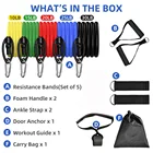 Band Anchor Normal 11 Pcs Resistance Band Set With Door Anchor Ankle Strap Exercise Chart And Carrying Bag