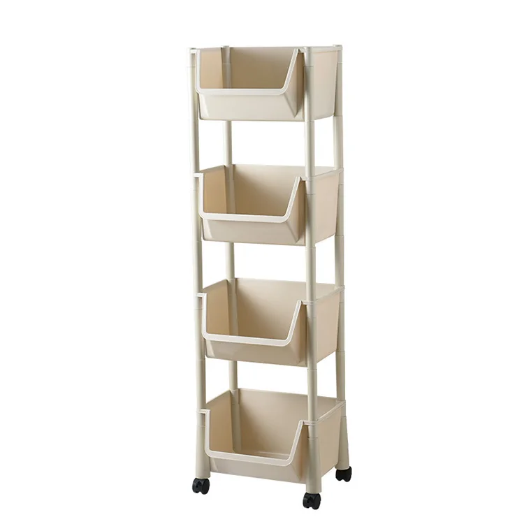 Cheap 4 tiers storage trolley  modern bath room living room storage holders & racks  baby snacks toys storage rack without lid