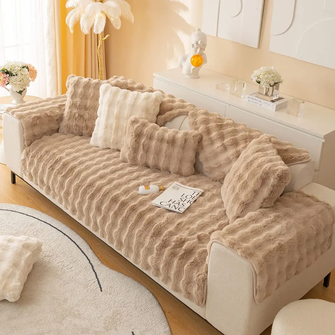 New Arrival Rabbit Plush Sofa Cover Removable Super Soft Couch Cover Sofa Mat